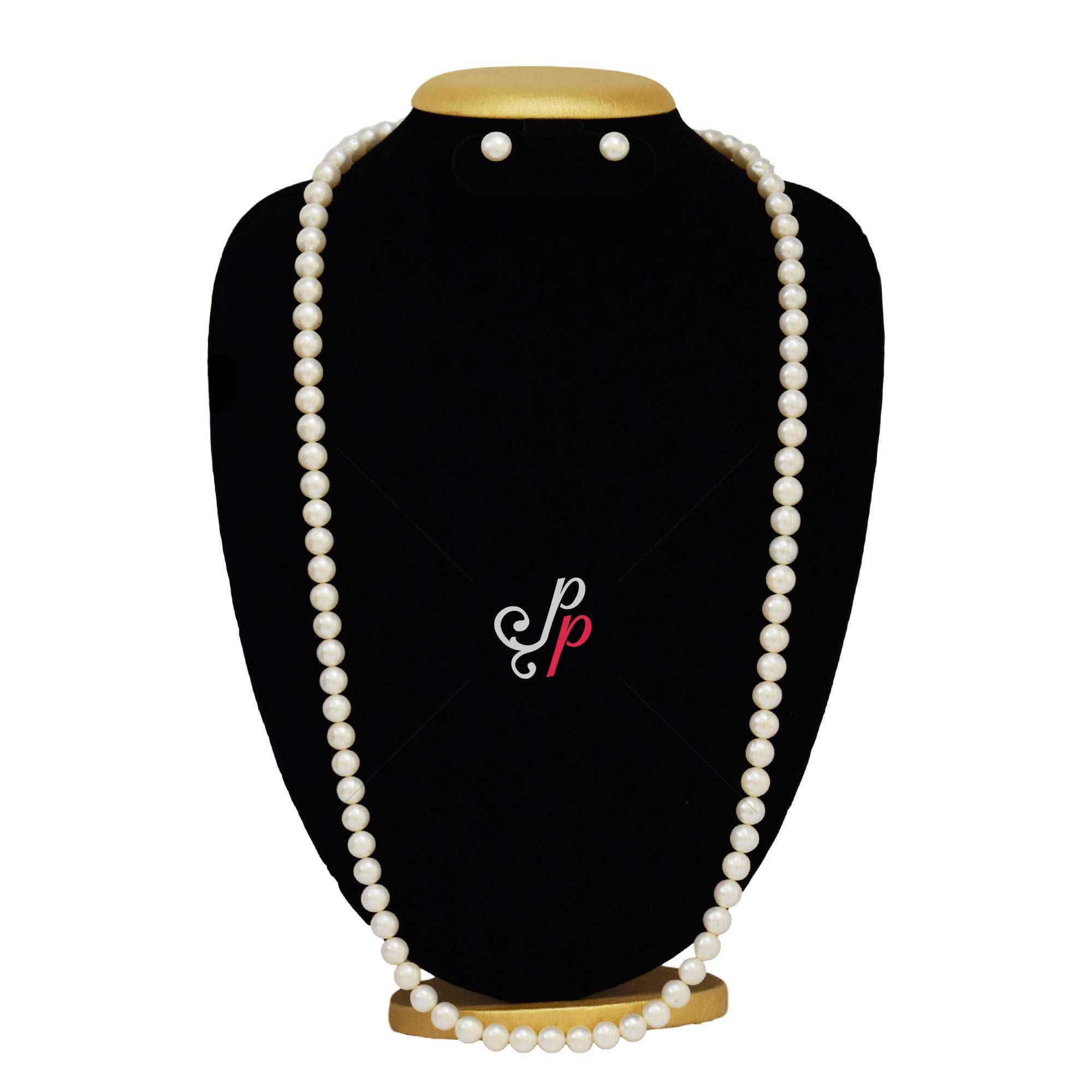 32 Inches Long - White Pearl Necklace in 9mm pearls