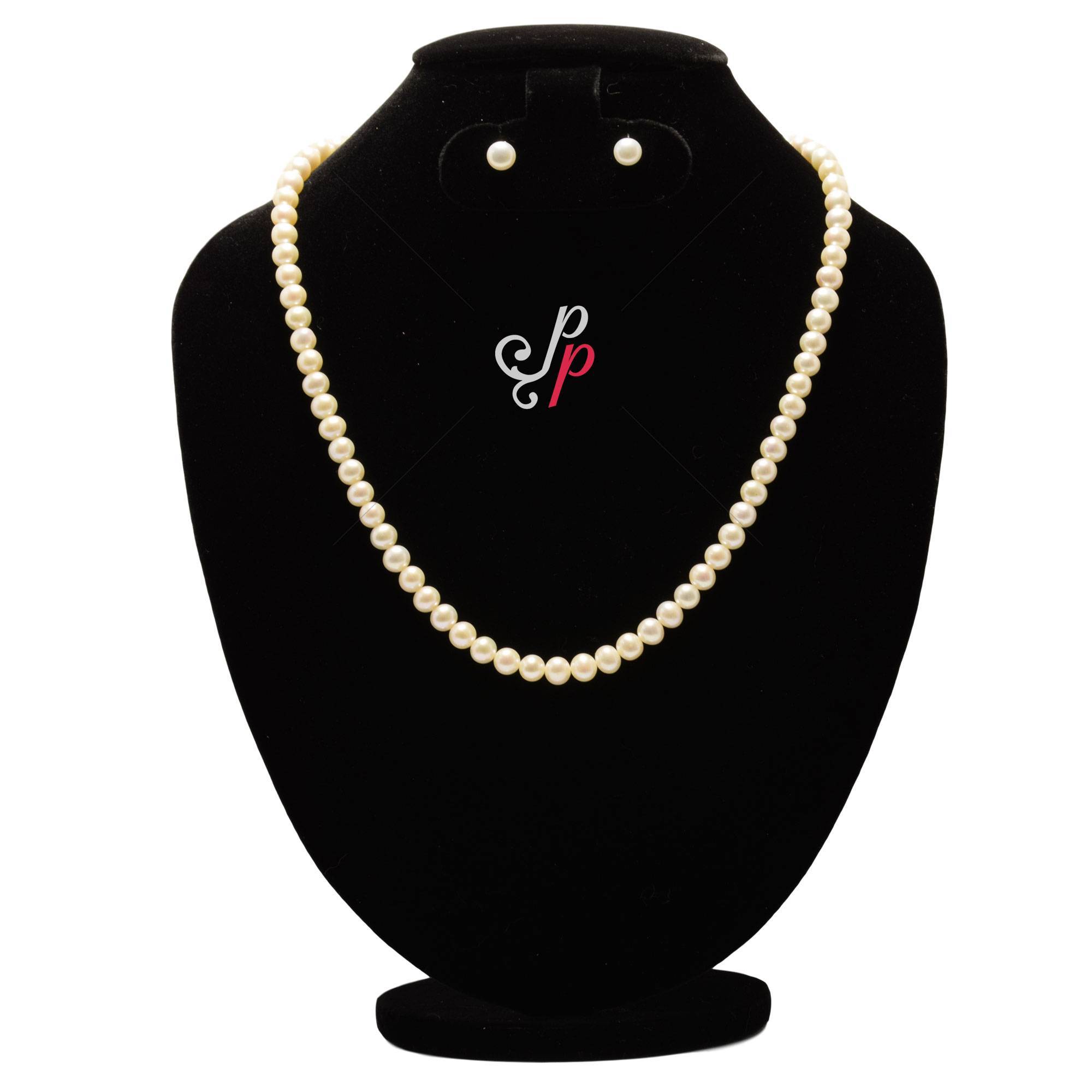 Pink Pearl Set in 7mm Round Pink Pearls - AAA Quality
