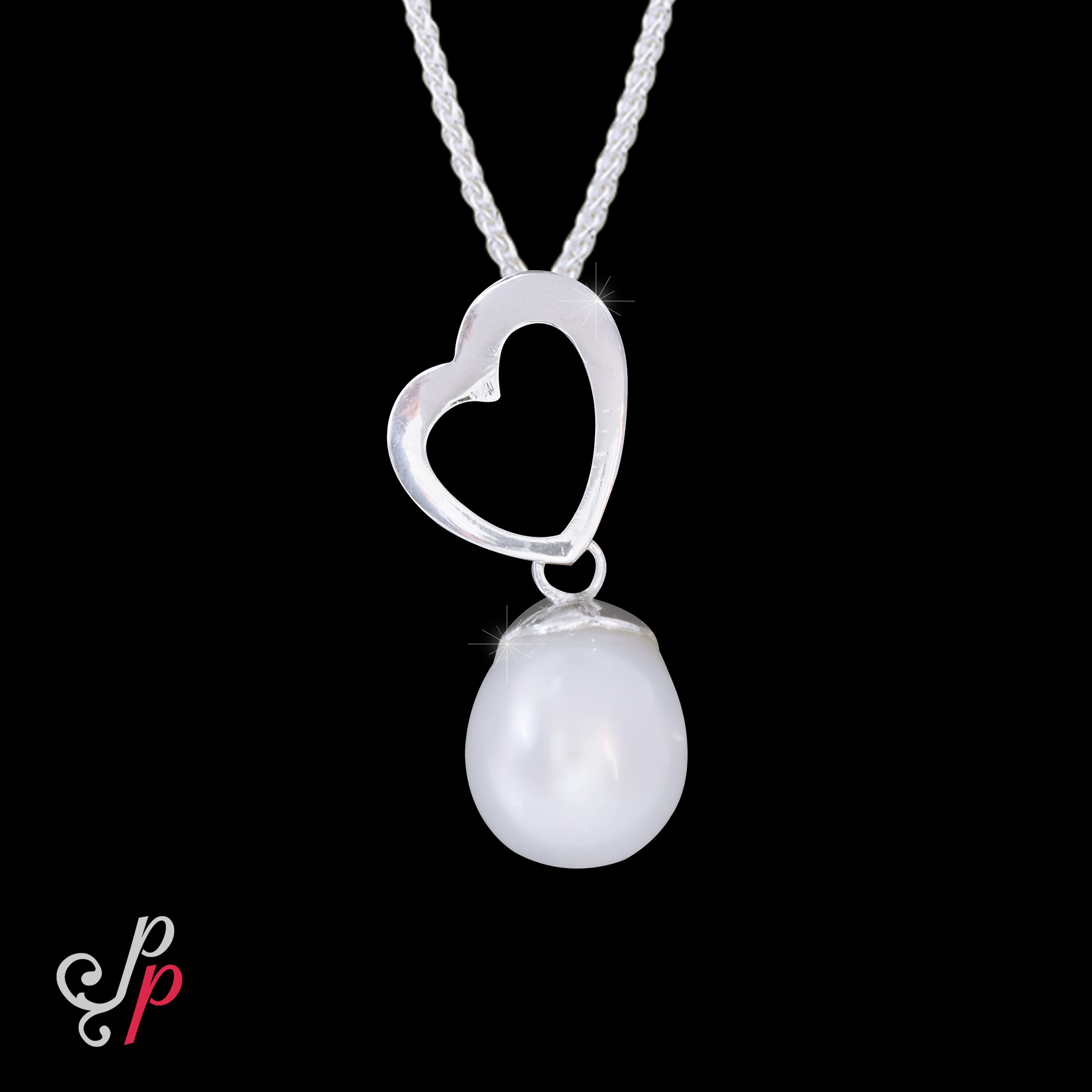 Heart with Beautiful White South Sea Pearl Pendant