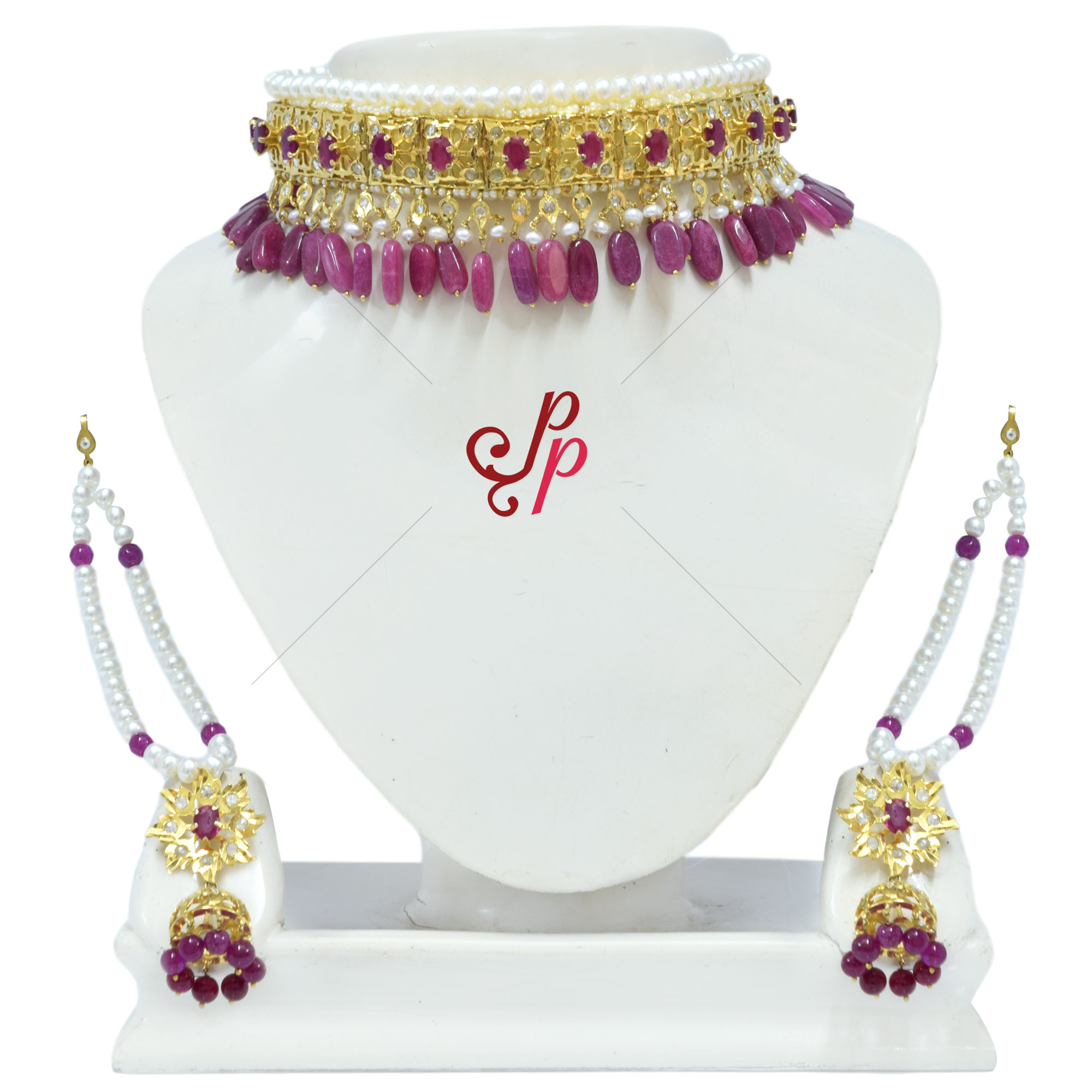 Nizam Pearl Choker in Semi Precious Rubies