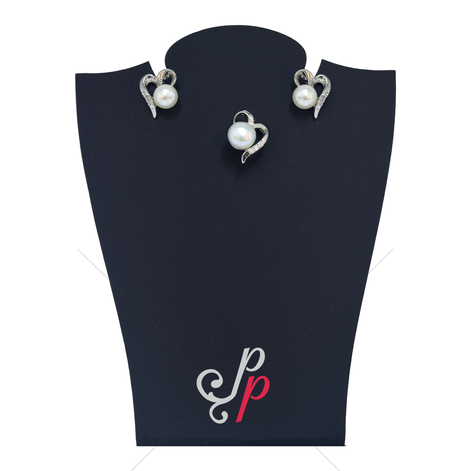 Stylish Pearl Pendant and Earrings set in Korean White Metal