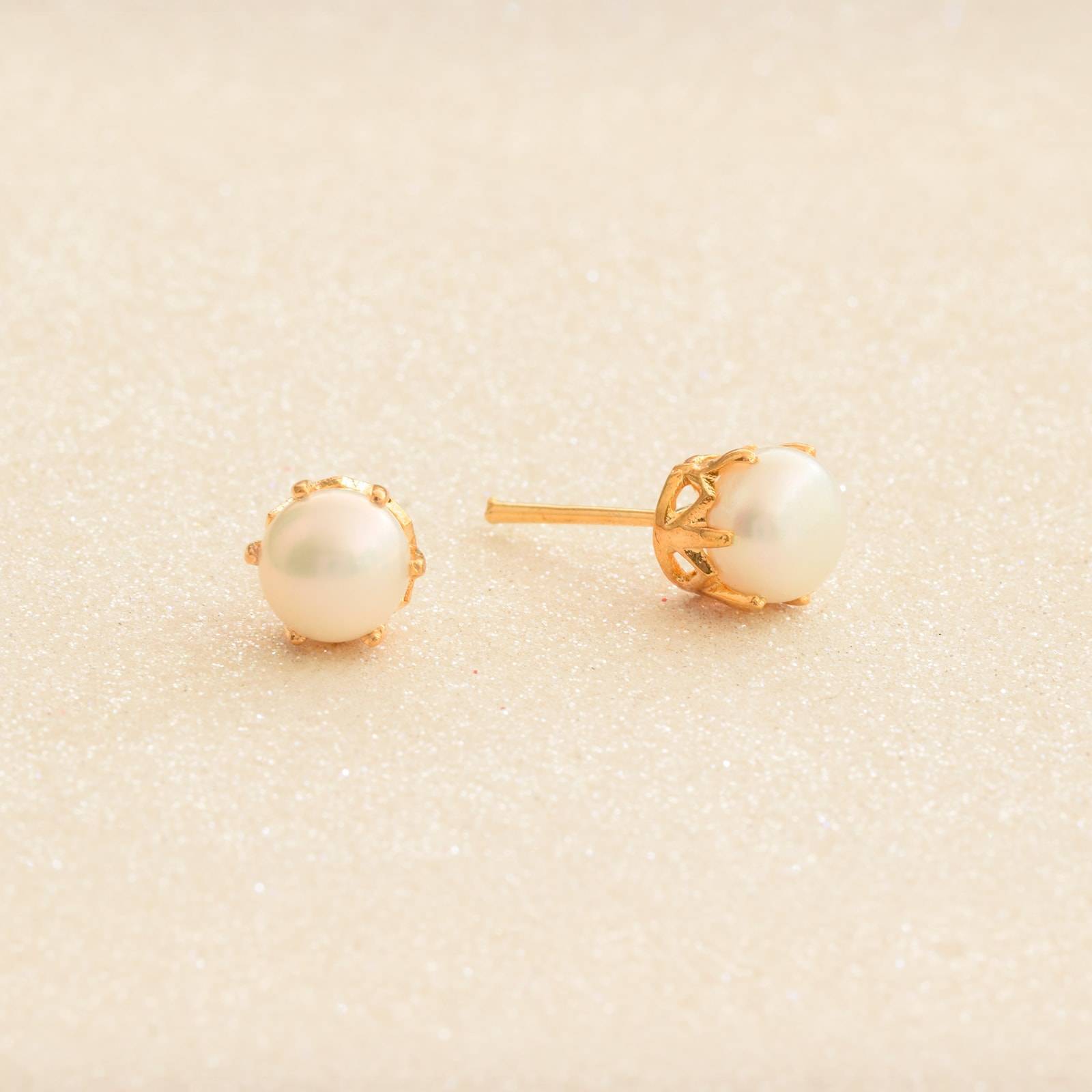 Rich and Traditional Pearl Studs Just like the ones made in Gold