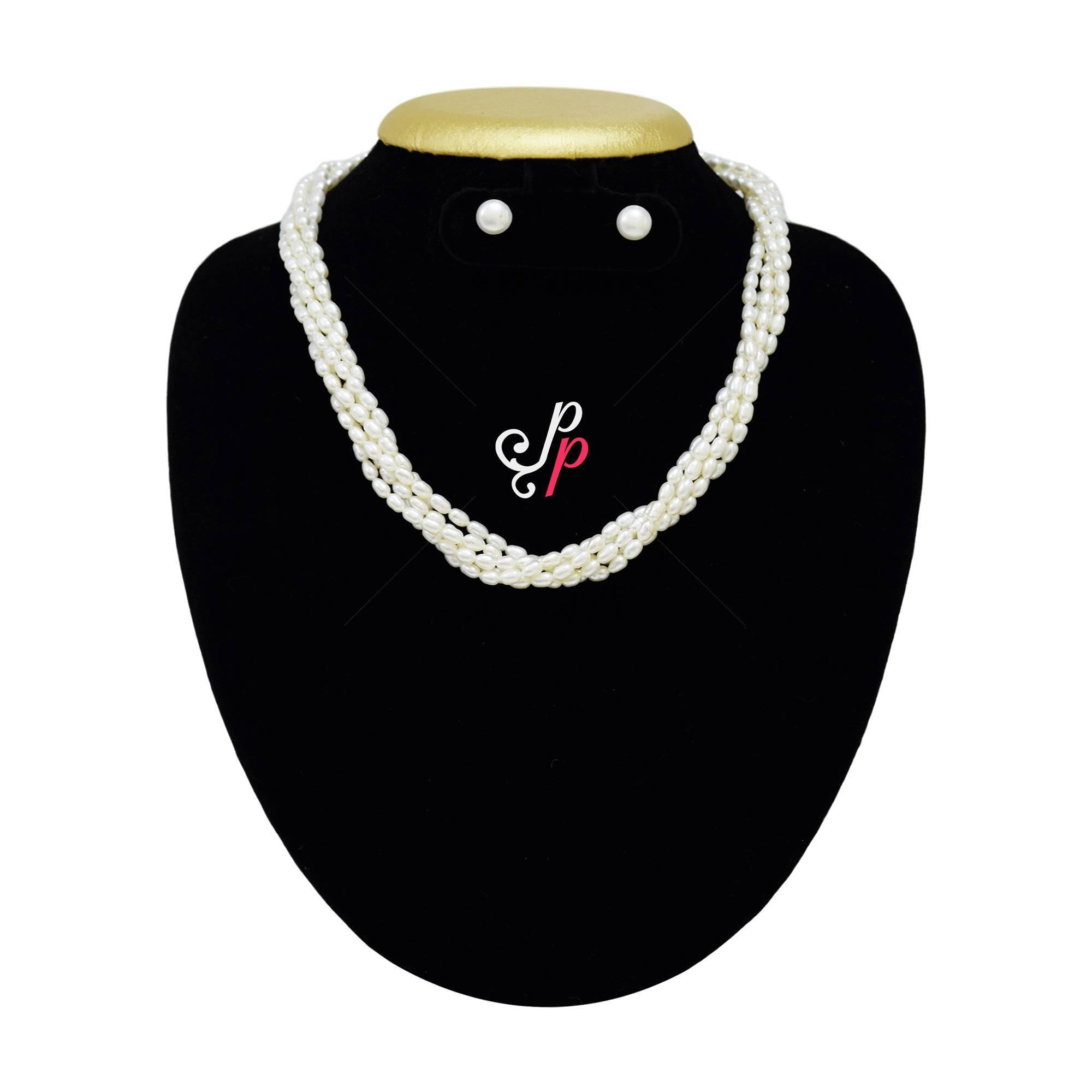 5 Lines Twisted Oval Pearl Necklace Set