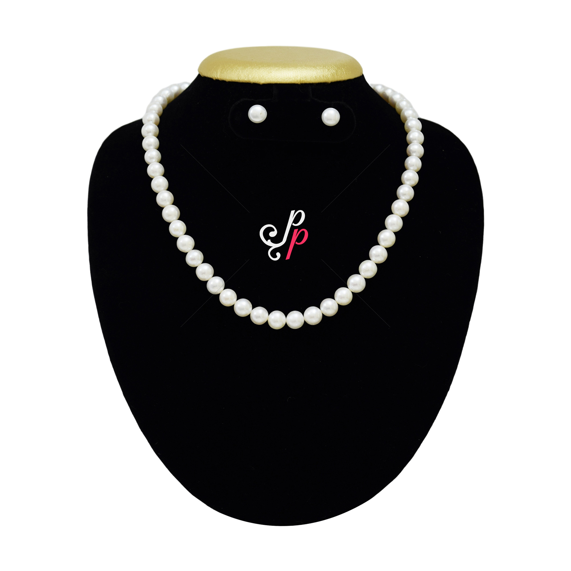 White Pearl Set in 9mm Round Pearls - AAA Quality