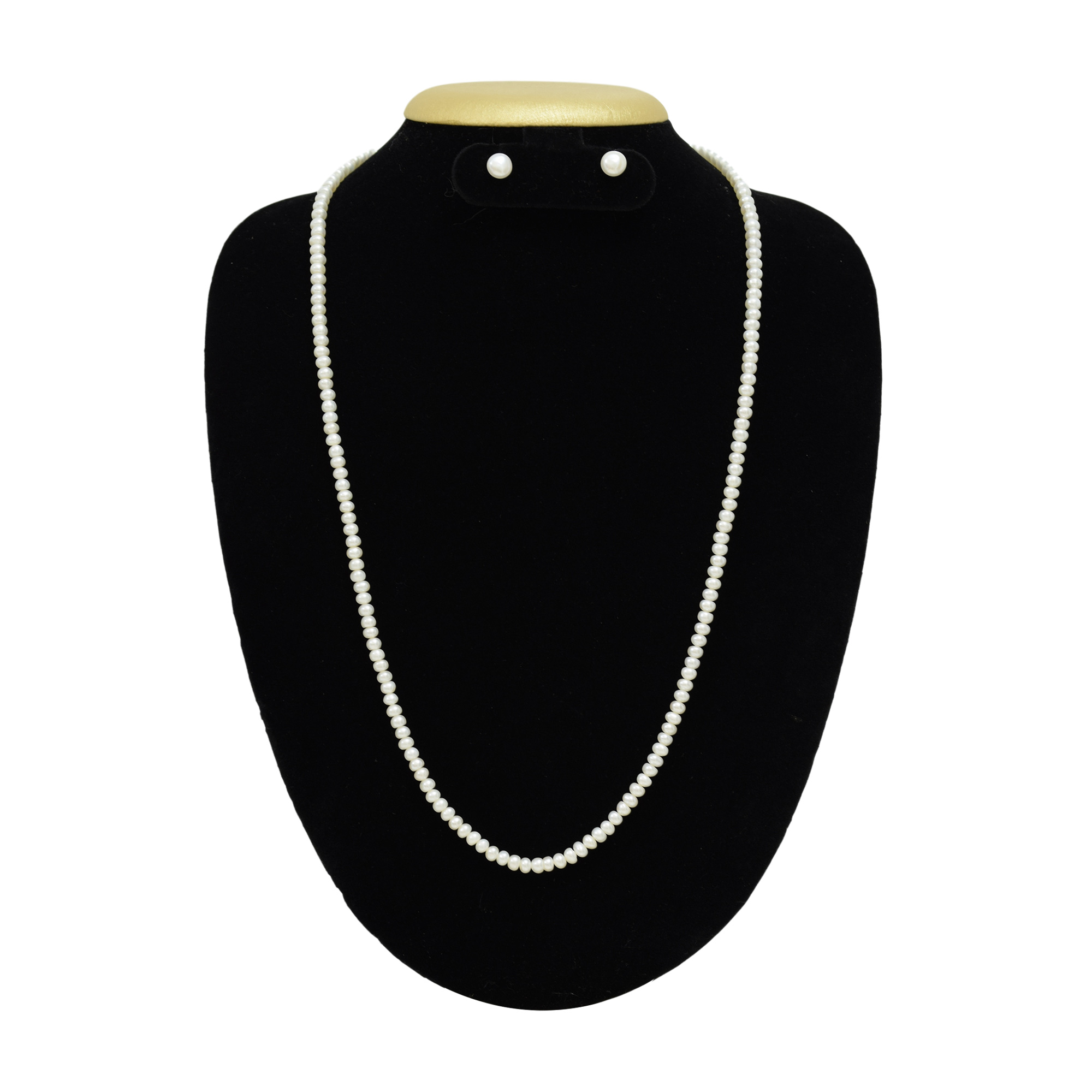 Long and Slim - White Pearl Necklace in 4mm Half Round Pearls