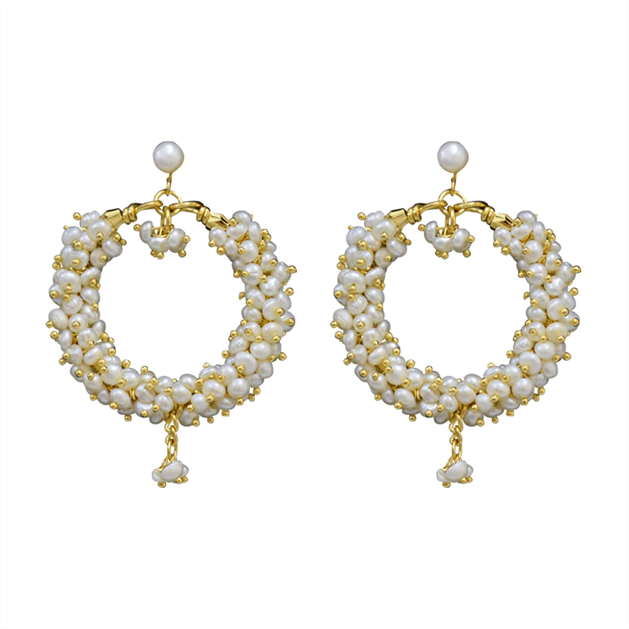 Circular Shaped Chand Bali Earrings in Pearls