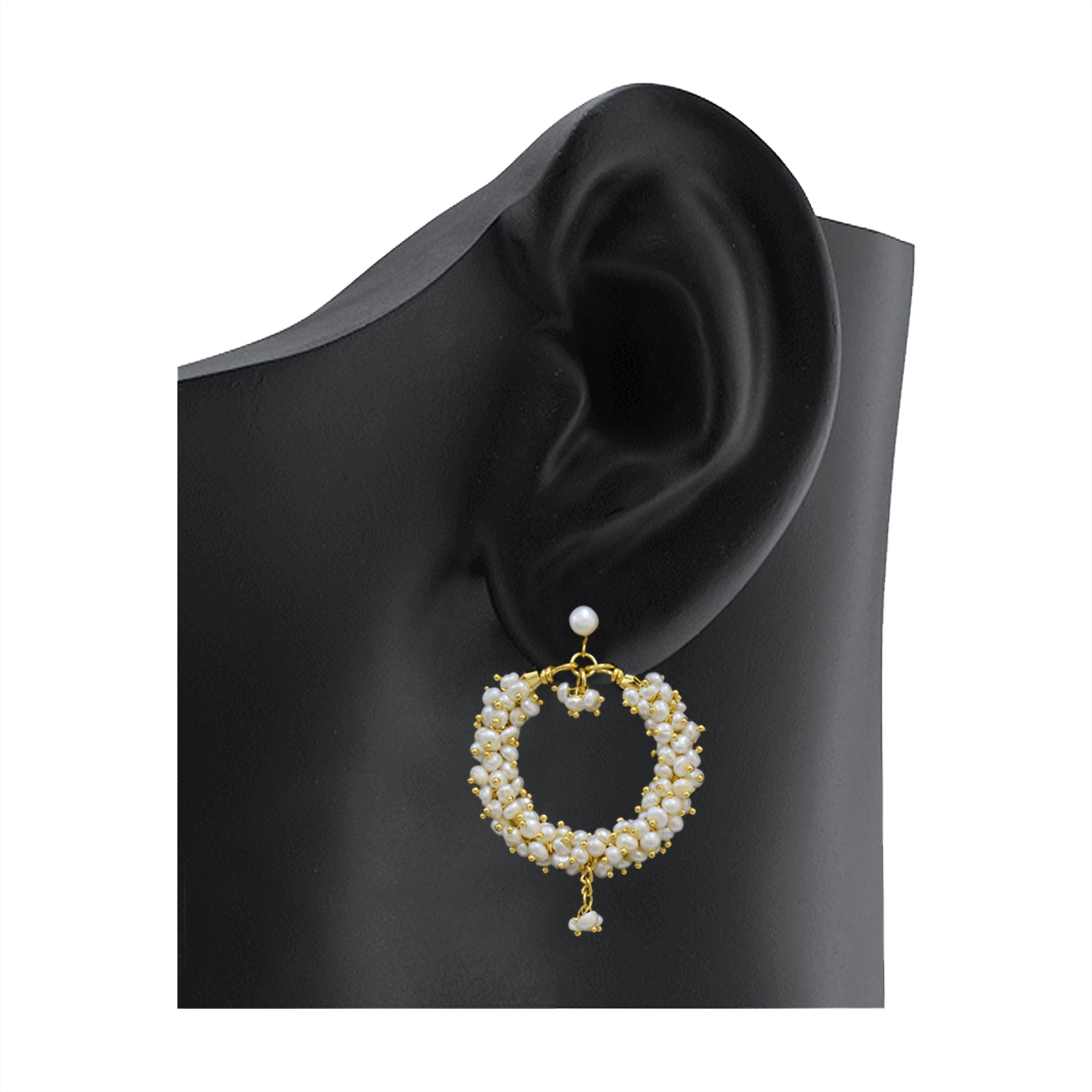 Circular Shaped Chand Bali Earrings in Pearls