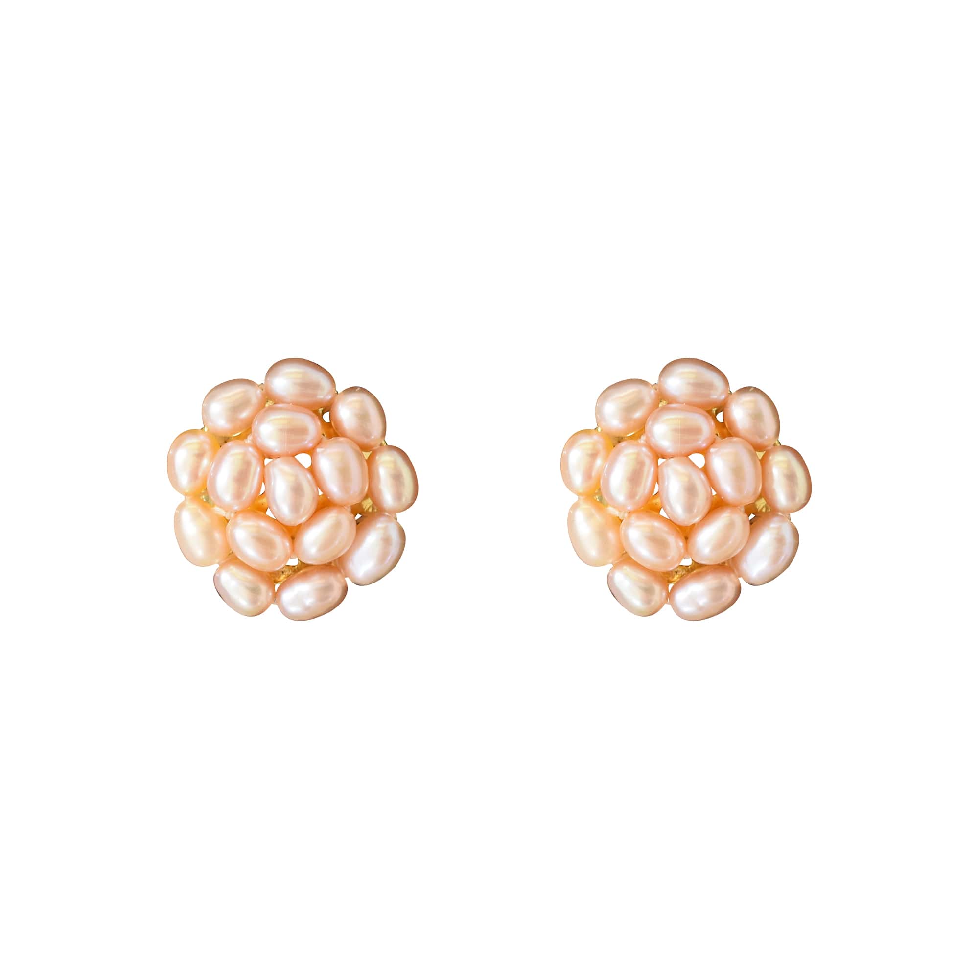 Pearl Studs in Dark Pink Rice Pearls