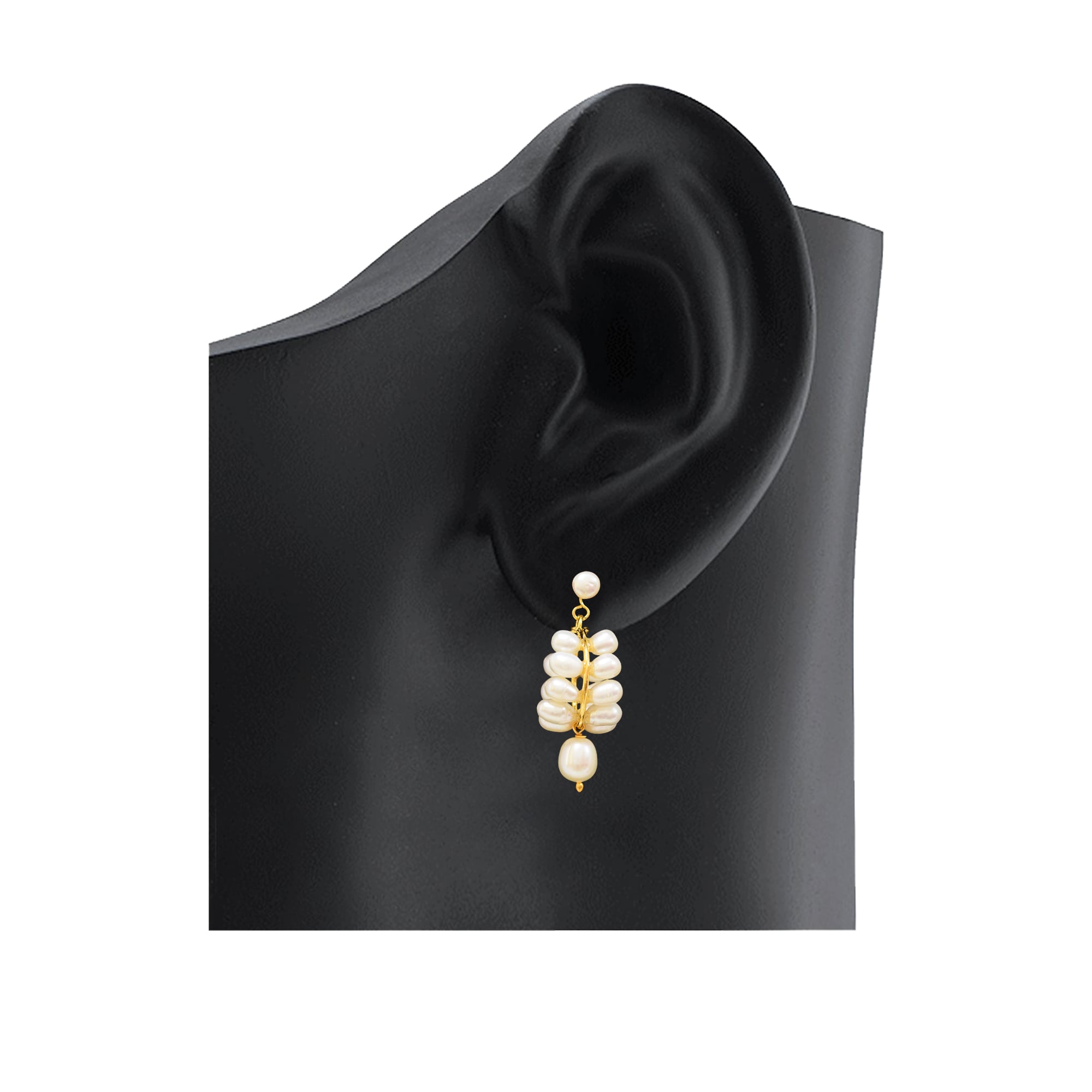 Pretty Pearl Hangings in White Oval Pearls - Retro Style