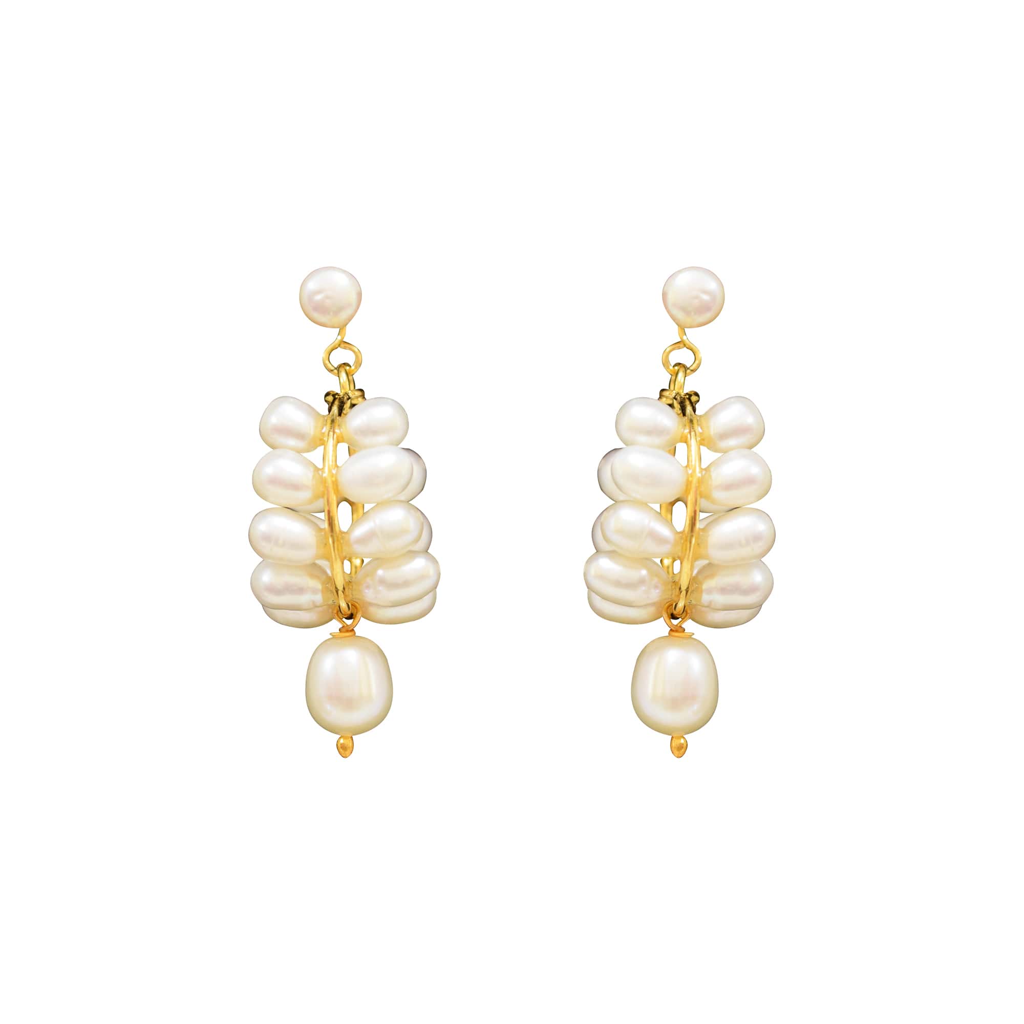 Pretty Pearl Hangings in White Oval Pearls - Retro Style