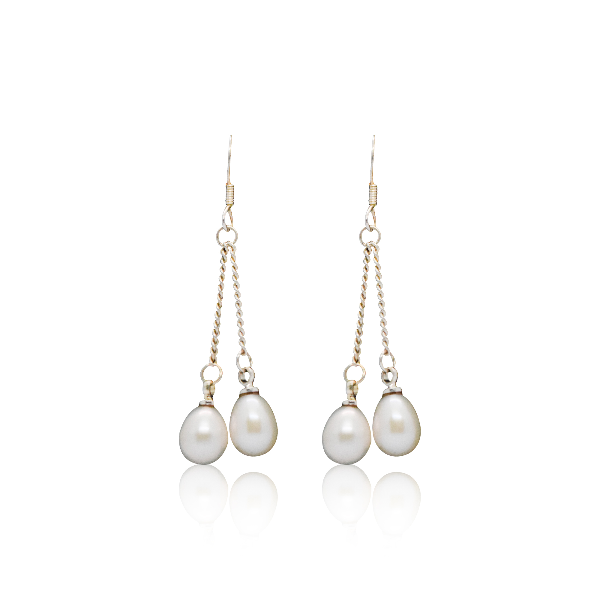 Graceful Hook Earrings With White Oval Pearl Drops