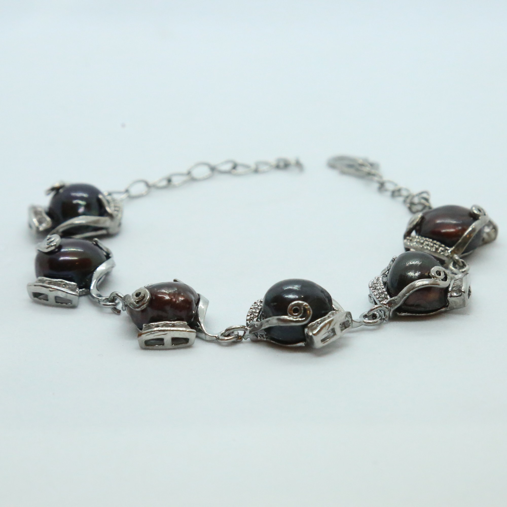 Bold Black & Brown Baroque Pearls Bracelet-1