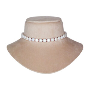 Classy White 8.5mm Button Pearls Choker With Maroon CZ Crystals