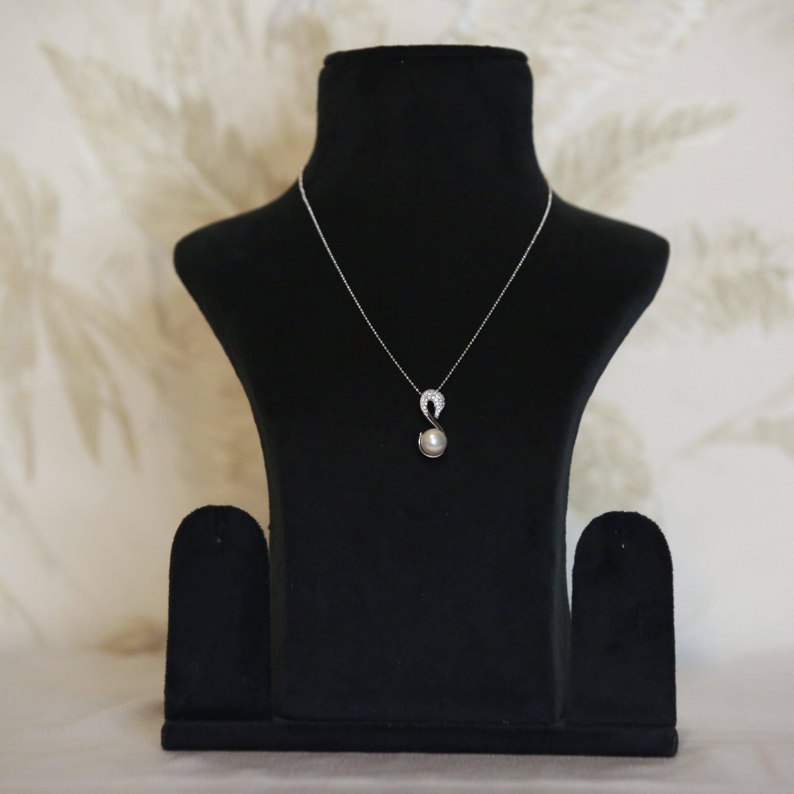 Stunning Swan Pendant Studded With 9.5mm Pink Button Pearl & CZ-1