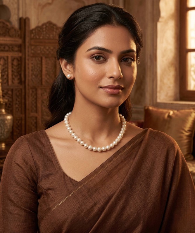 Classic White Pearl Necklace Set — 8mm AAA Round Pearls - Image 4