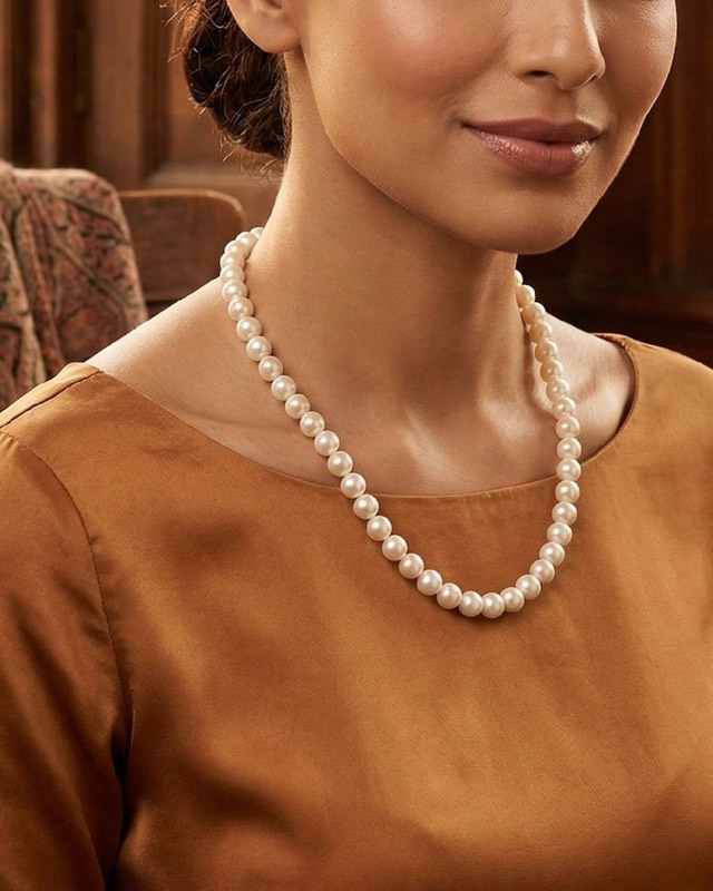 Classic White Pearl Necklace Set — 8mm AAA Round Pearls - Image 5