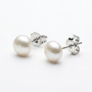 Classic White Pearl Studs with 925 Silver Stem
