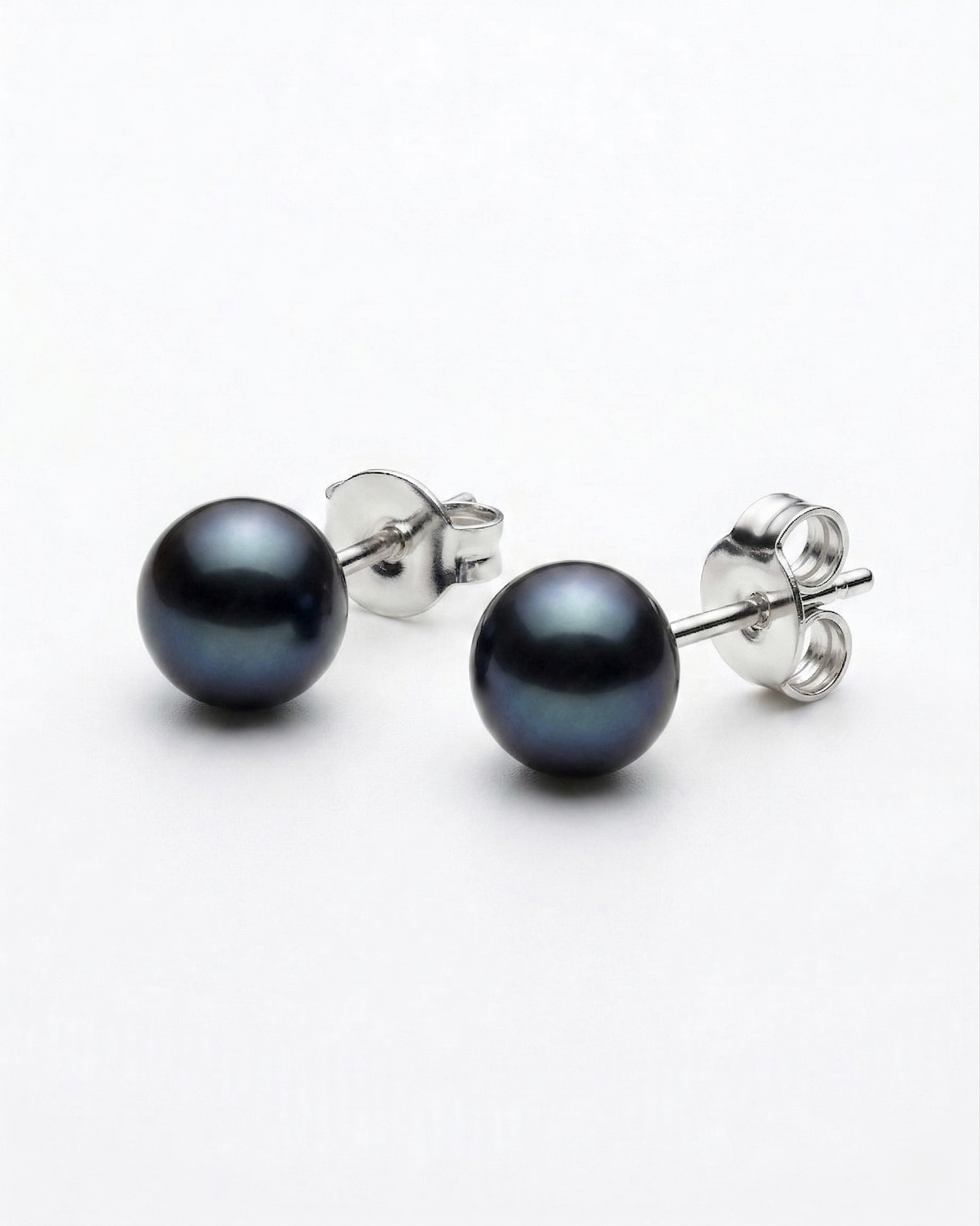 Classic Black Pearl Studs with 925 Silver Stem - Image 2