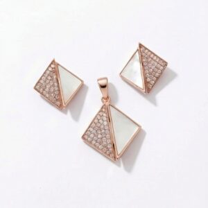 The Facet Set — Mother of Pearl Pendant & Earrings