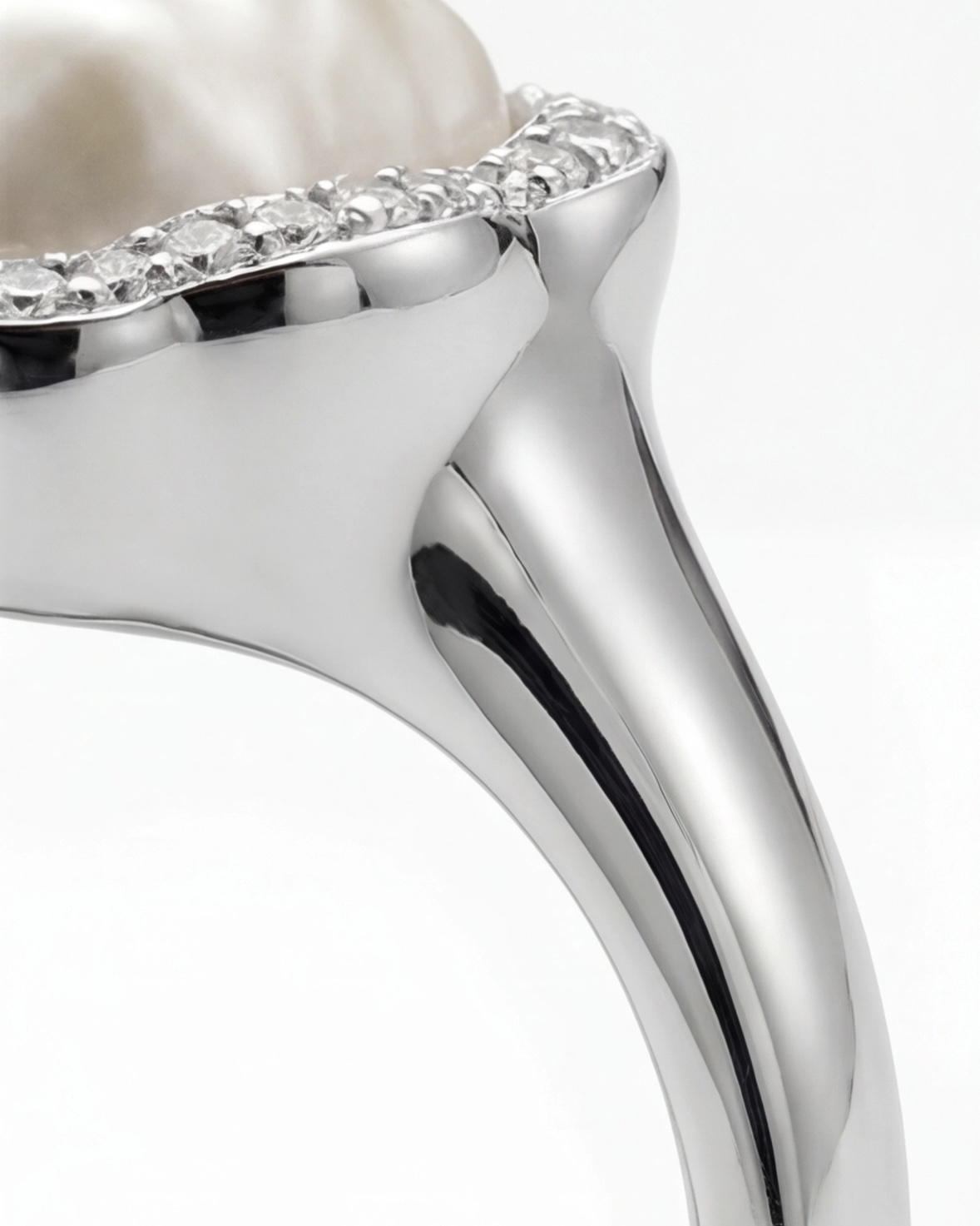 The Ivory Cloud Ring - CZ Halo Closeup