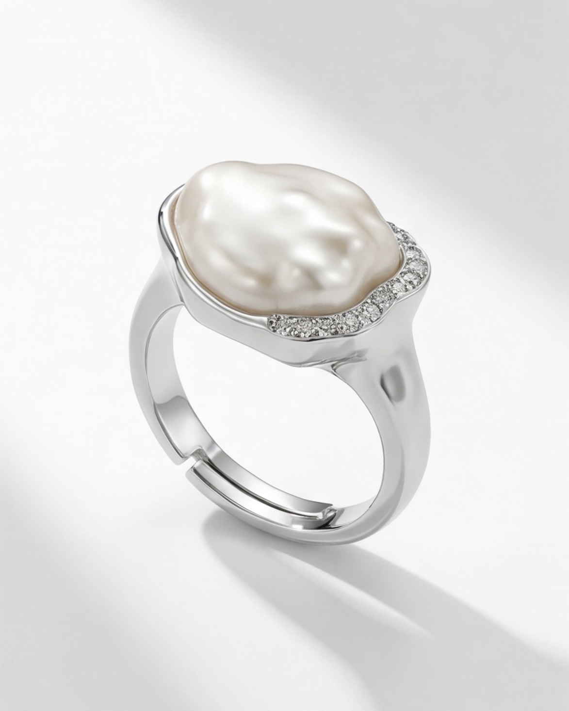 The Ivory Cloud Ring - Baroque Pearl Statement Ring