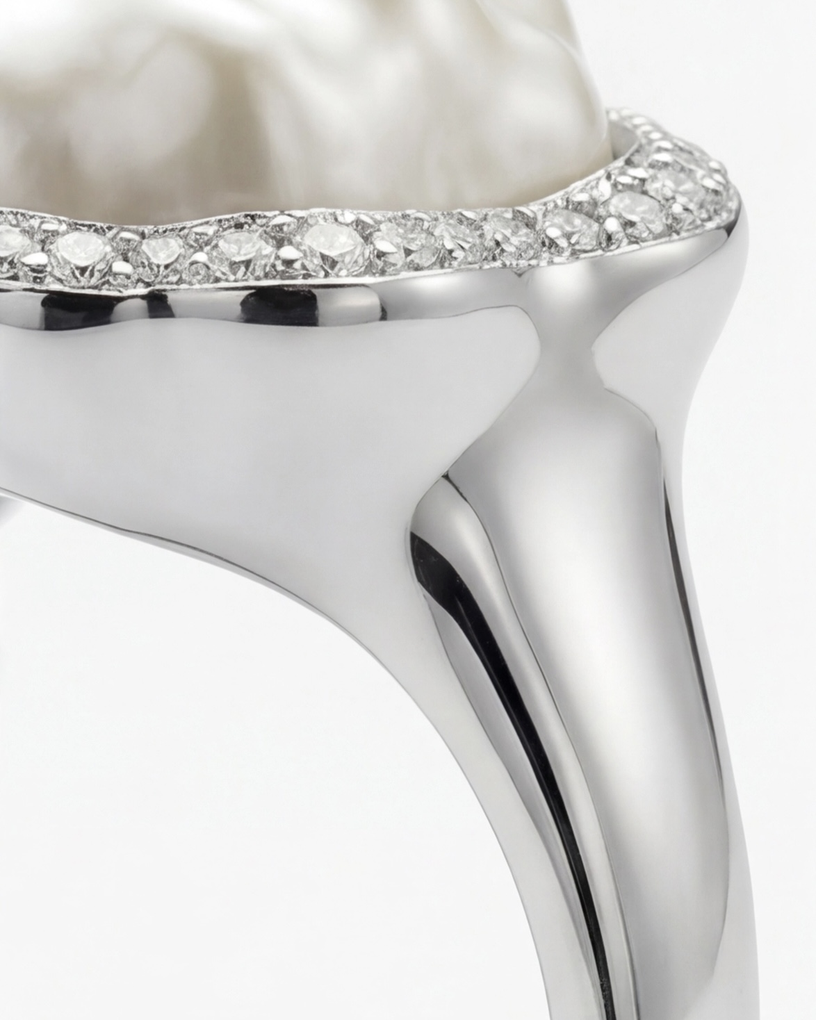 The Ivory Cloud Ring - Metal and CZ Detail