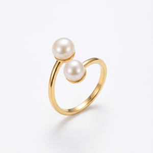 The Twin Pearl Ring - Dual Pearl Bypass Ring