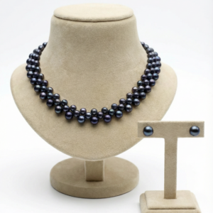 The Midnight Woven Pearl Necklace & Studs Set