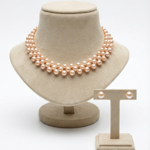 The Peach Blossom Woven Pearl Necklace & Studs Set